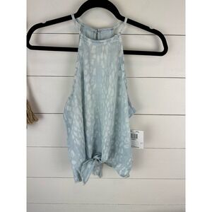 NWT Bella Dahl Tie Front Halter Top in Animal Spot Denim XS